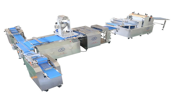 Línea de producción de croissants con llenado integrado o rellenadora (3000-5000 piezas/h)